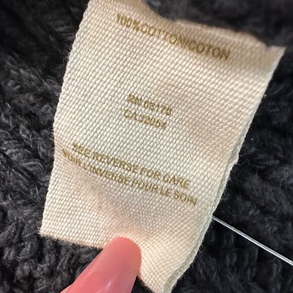 Free People Open Knit Cardigan Black Sweater Button Up XS Hooded WMNs Sheer SS - Picture 7 of 7